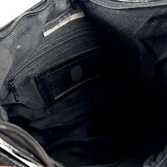 Nine & Company Women's Shoulder Bag Black Crocodile Print Patent Leather Purse - Picture 9 of 9